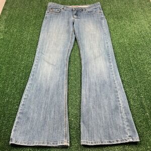 VTG refuge. Jeans Women's Size 13 33x32" Blue Wash Flared Leg Stretch Denim Y2K